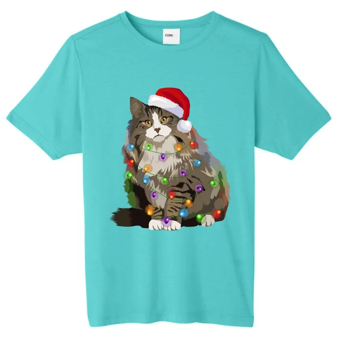 Norwegian Forest Cat Christmas Lights Xmas Cat Lover Gift ChromaSoft Performance T-Shirt