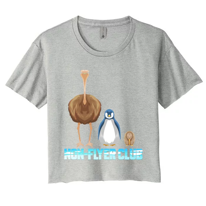 Non Flyer Club Gift Bird Bouquet Penguin Kiwi Bird Gift Women's Crop Top Tee