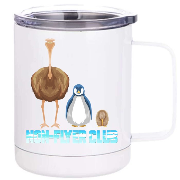 Non Flyer Club Gift Bird Bouquet Penguin Kiwi Bird Gift Front & Back 12oz Stainless Steel Tumbler Cup