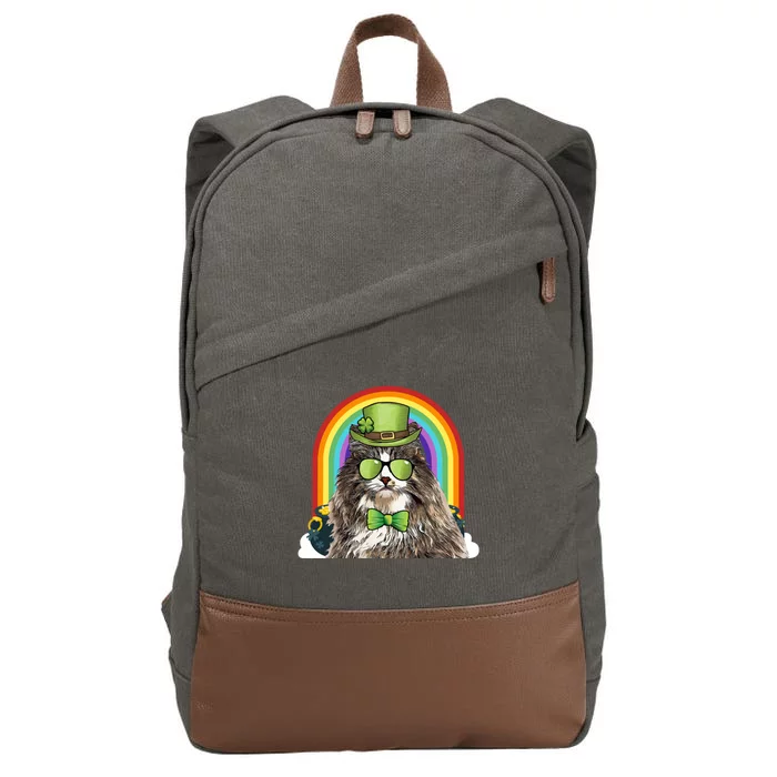 Norwegian Forest Cat Leprechaun Funny St Patricks Day Gift Cotton Canvas Backpack