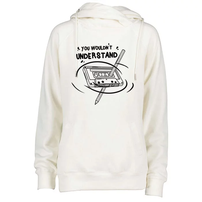 Never Forget Cassette Tape Old School Gift Womens Funnel Neck Pullover Hood