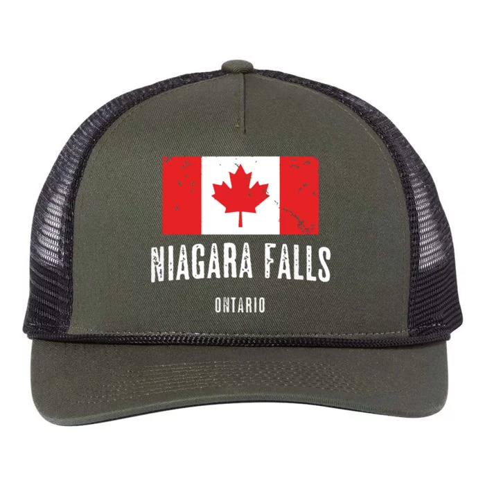 Niagara Falls CANADA CANADIAN Flag Retro Rope Trucker Hat Cap