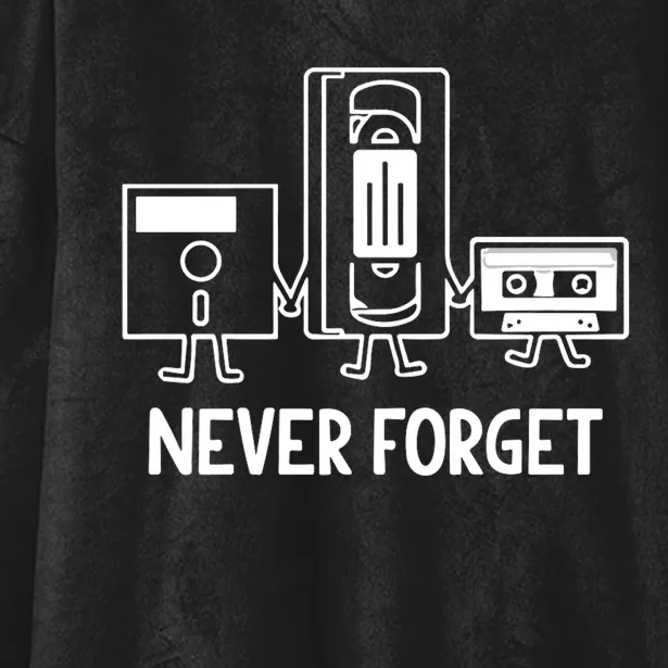 Never Forget Cassette Tape Vhs Gamer Old School Hooded Wearable Blanket