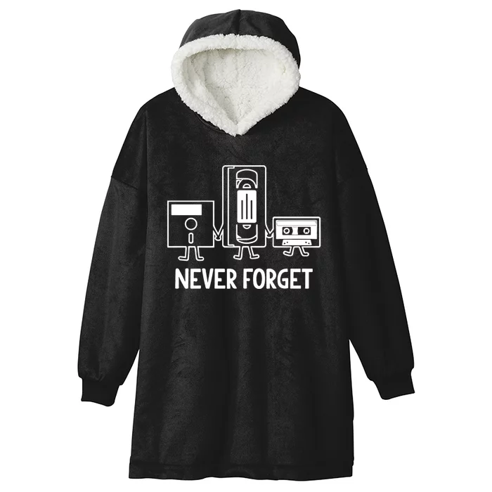 Never Forget Cassette Tape Vhs Gamer Old School Hooded Wearable Blanket