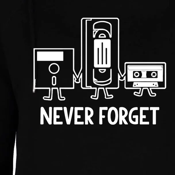 Never Forget Cassette Tape Vhs Gamer Old School Womens Funnel Neck Pullover Hood