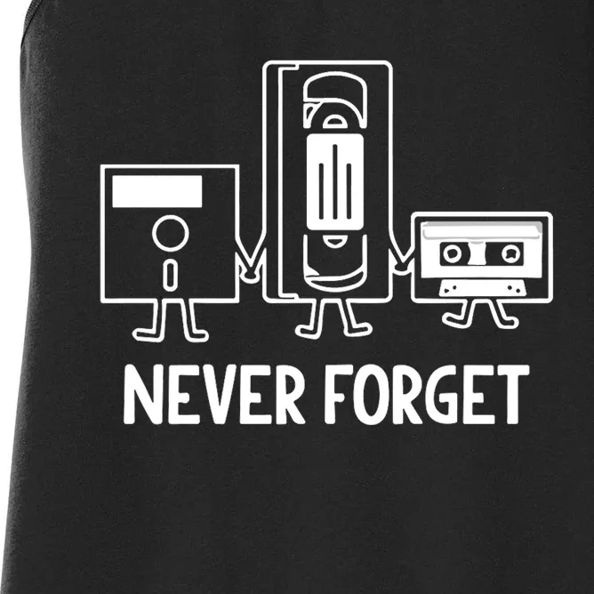 Never Forget Cassette Tape Vhs Gamer Old School Women's Racerback Tank