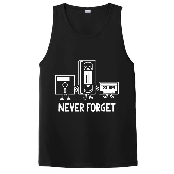 Never Forget Cassette Tape Vhs Gamer Old School Performance Tank