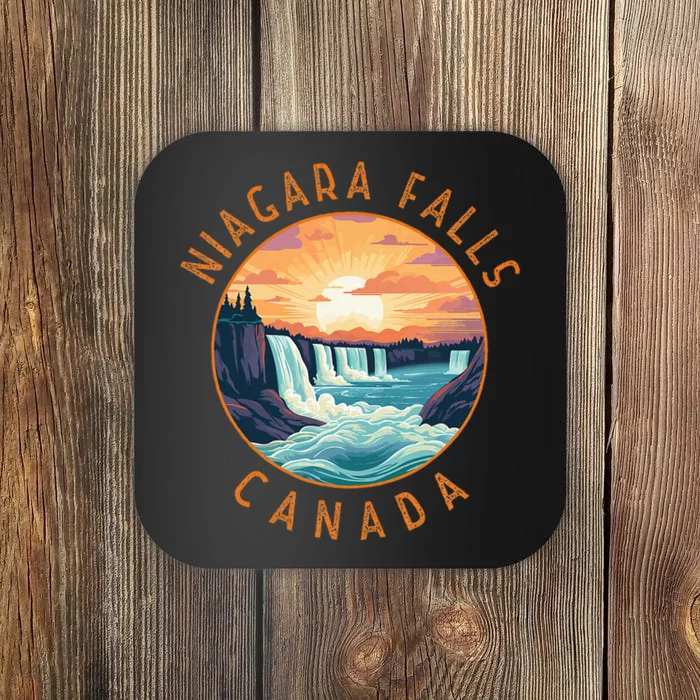 Niagara Falls Canada Retro Distressed Circle Coaster