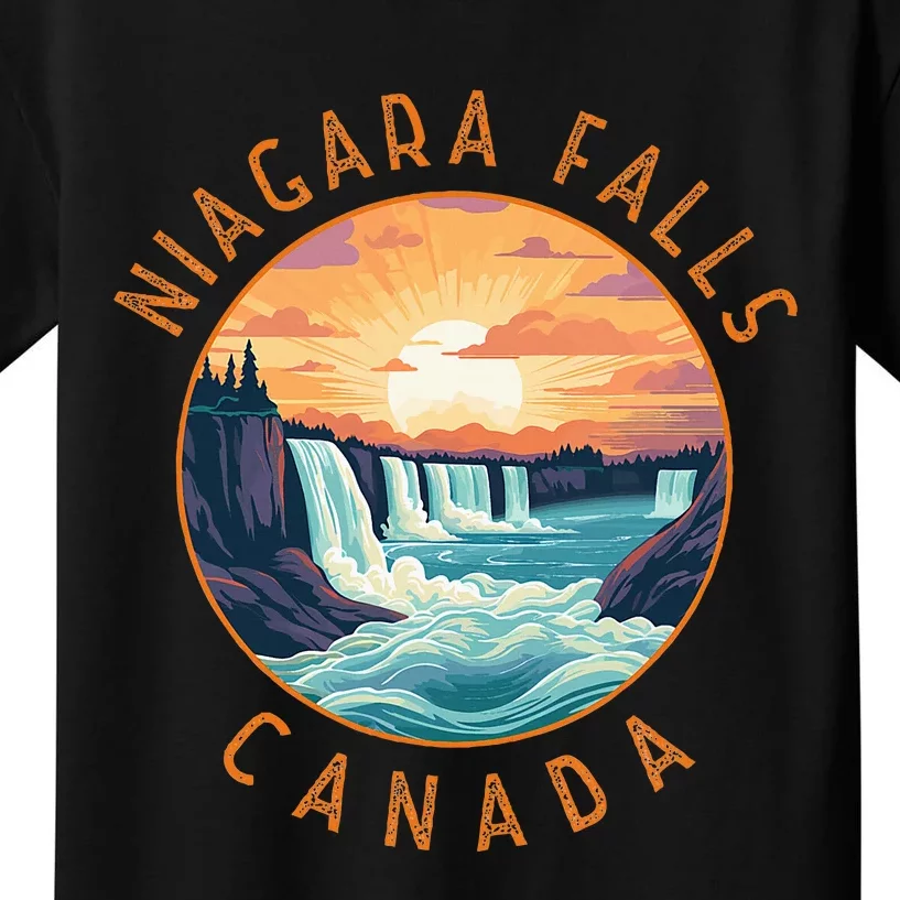 Niagara Falls Canada Retro Distressed Circle Kids T-Shirt