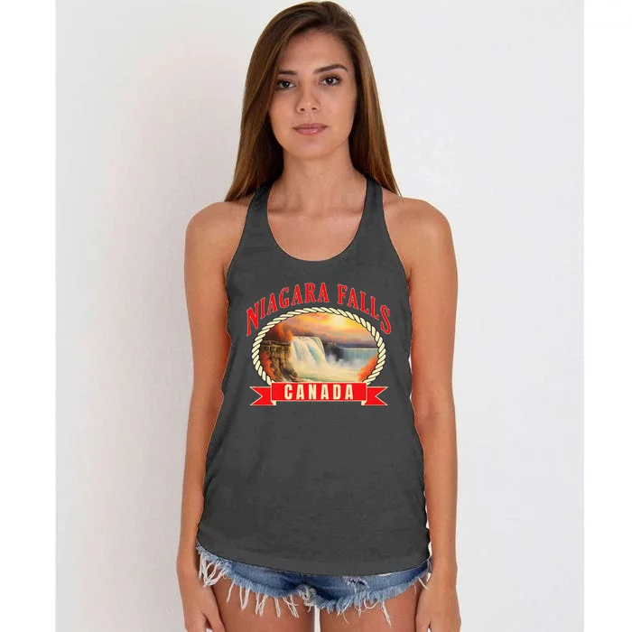 Niagara Falls Canada Usa Nature River Women's Knotted Racerback Tank