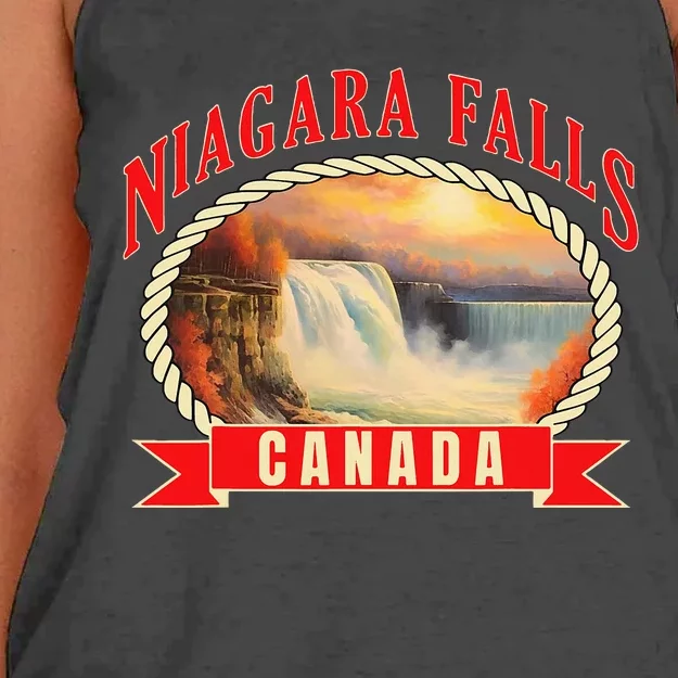 Niagara Falls Canada Usa Nature River Women's Knotted Racerback Tank