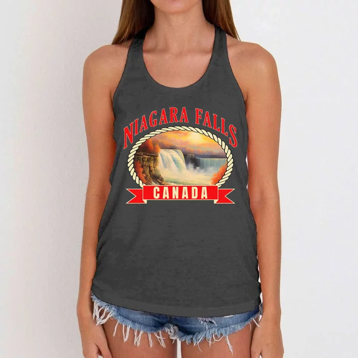 Niagara Falls Canada Usa Nature River Women's Knotted Racerback Tank