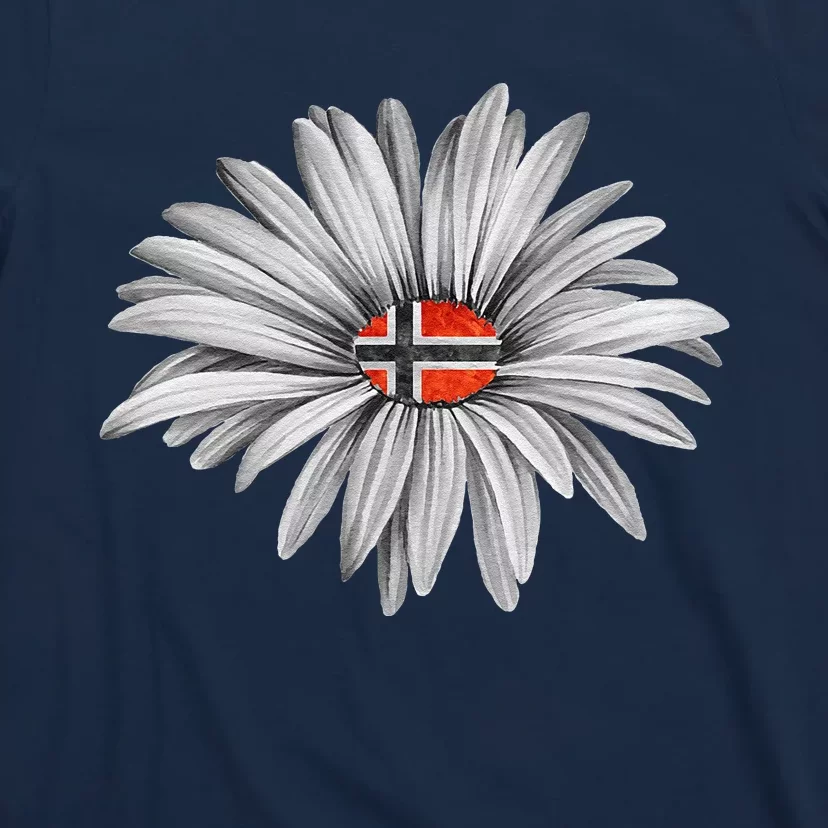 Norwegian Flag Daisy Trendy For Summer Cruise Norway Travel T-Shirt