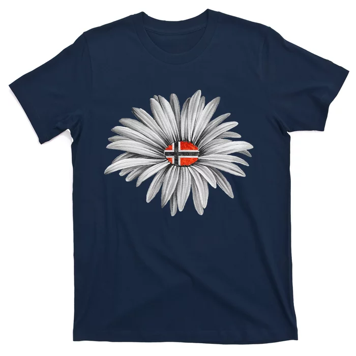 Norwegian Flag Daisy Trendy For Summer Cruise Norway Travel T-Shirt