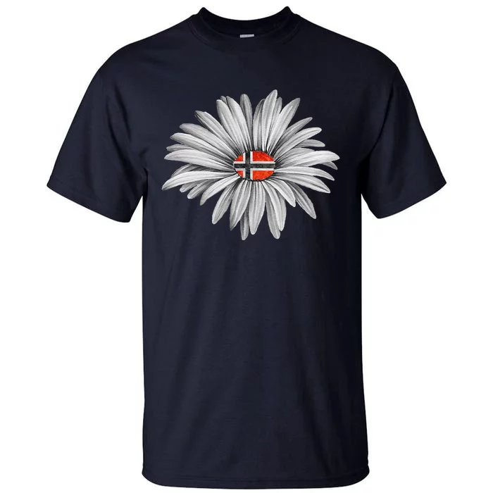 Norwegian Flag Daisy Trendy For Summer Cruise Norway Travel Tall T-Shirt