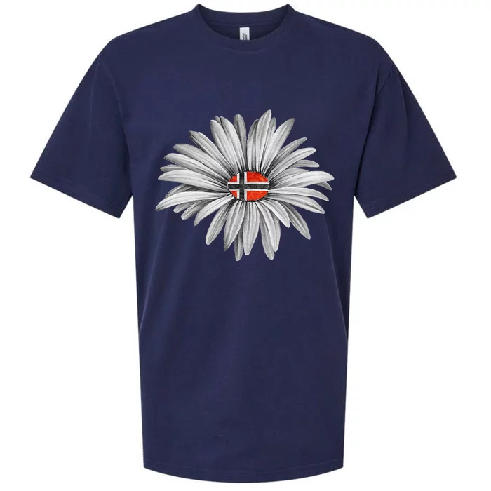 Norwegian Flag Daisy Trendy For Summer Cruise Norway Travel Sueded Cloud Jersey T-Shirt