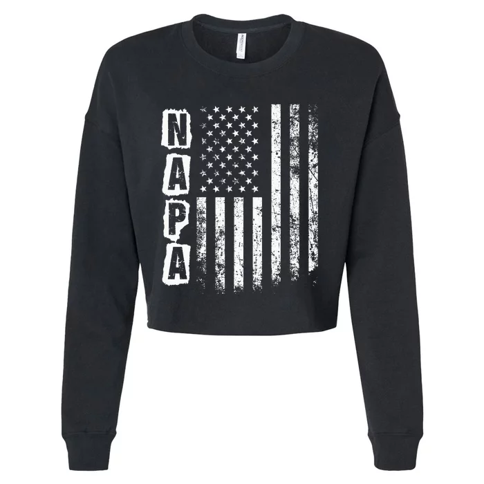 Napa FatherS Day American Flag 4th Of July Cropped Pullover Crew