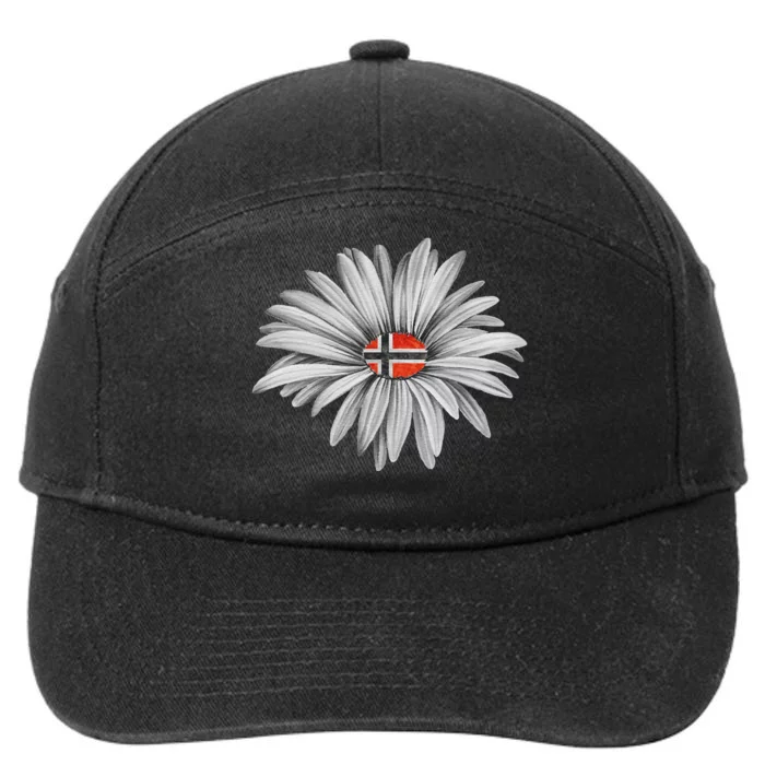 Norwegian Flag Daisy Trendy For Summer Cruise Norway Travel 7-Panel Snapback Hat