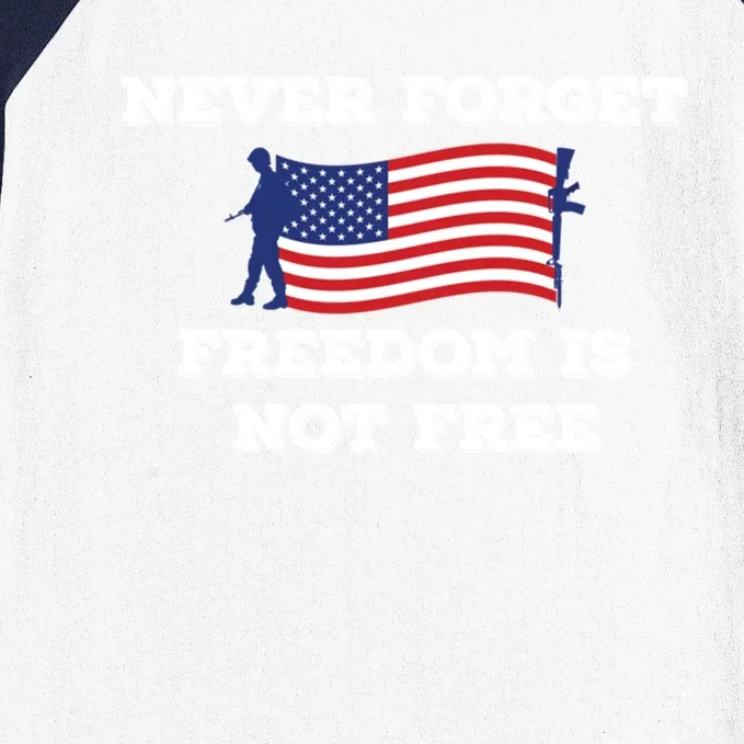 Never Forget Freedom Is Not Free Army Veterans Gift Baseball Sleeve Shirt