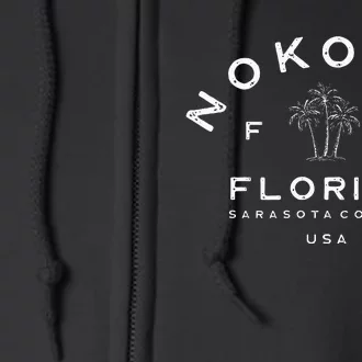 Nokomis Florida Fl Beach Vacation Retro Palm Trees Souvenir Full Zip Hoodie