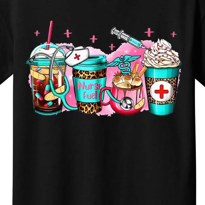 Nurse Fuel Funny Hot Cocoa Coffee Latte Lover Kids T-Shirt