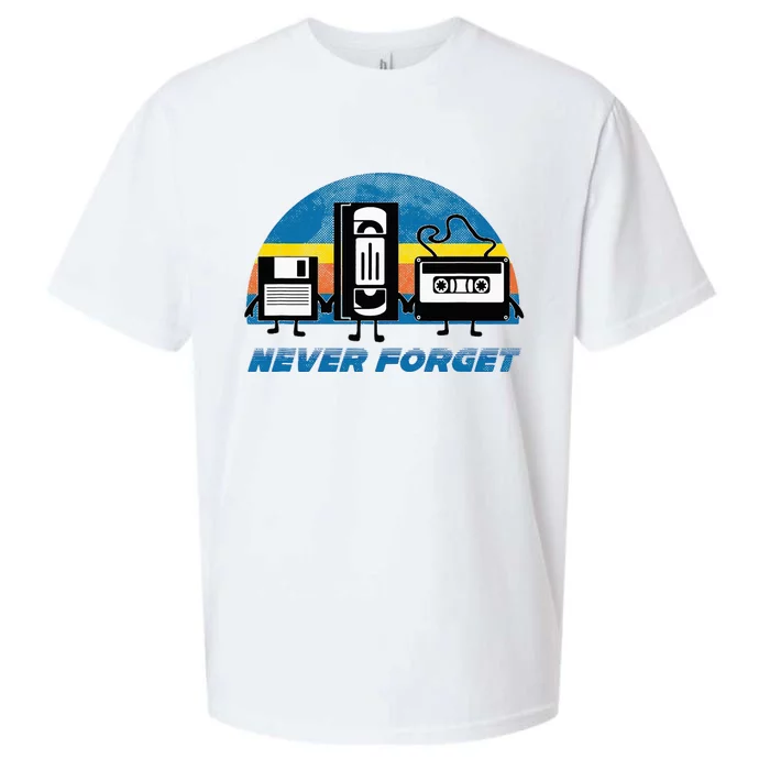 Never Forget Funny Retro Vintage Vhs Cassette Floppy Disk Sueded Cloud Jersey T-Shirt