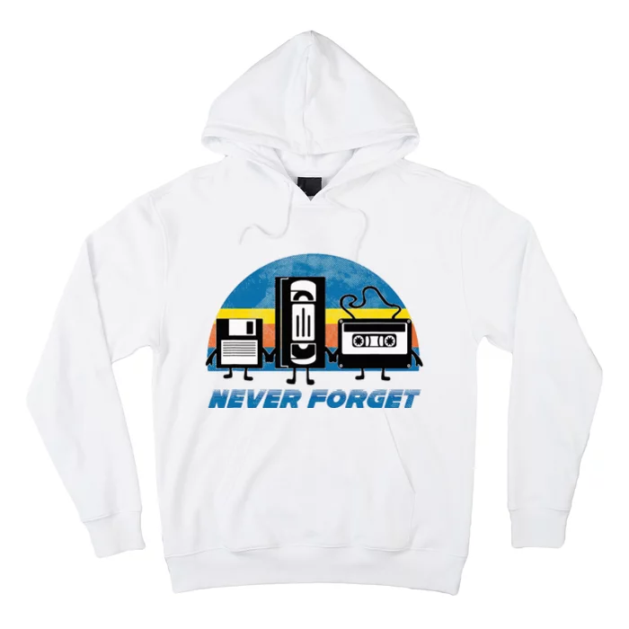 Never Forget Funny Retro Vintage Vhs Cassette Floppy Disk Hoodie