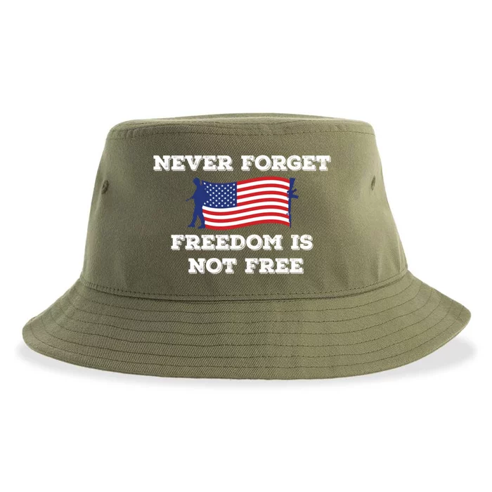 Never Forget Freedom Is Not Free Army Veterans Gift Sustainable Bucket Hat