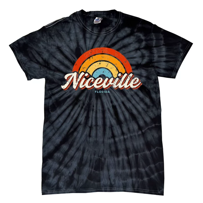 Niceville Florida FL Vintage Rainbow Retro 70s Tie-Dye T-Shirt