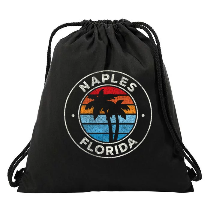 Naples Florida FL Vintage Graphic Retro 70s Drawstring Bag