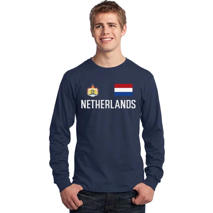 Netherlands Flag Football Soccer Fan Gift Tall Long Sleeve T-Shirt