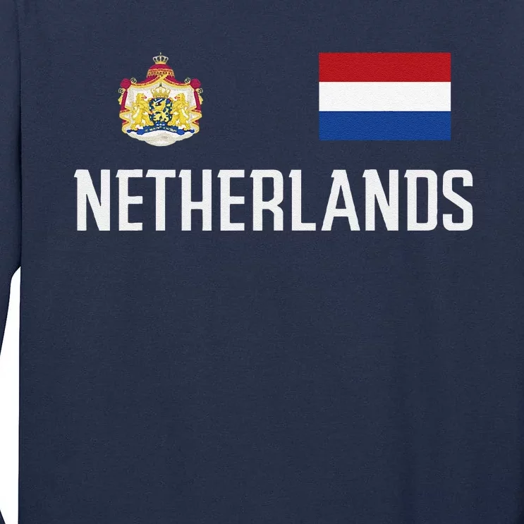 Netherlands Flag Football Soccer Fan Gift Tall Long Sleeve T-Shirt