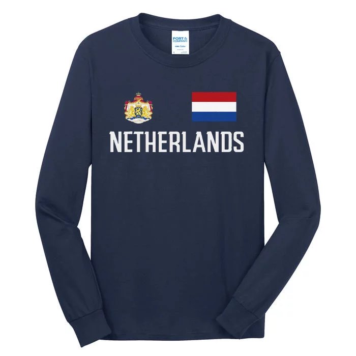 Netherlands Flag Football Soccer Fan Gift Tall Long Sleeve T-Shirt