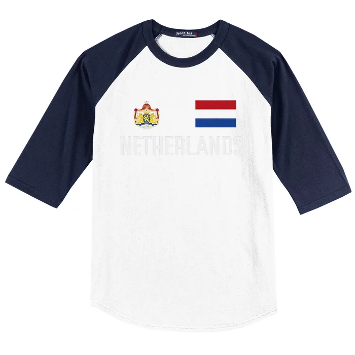 Netherlands Flag Football Soccer Fan Gift Baseball Sleeve Shirt