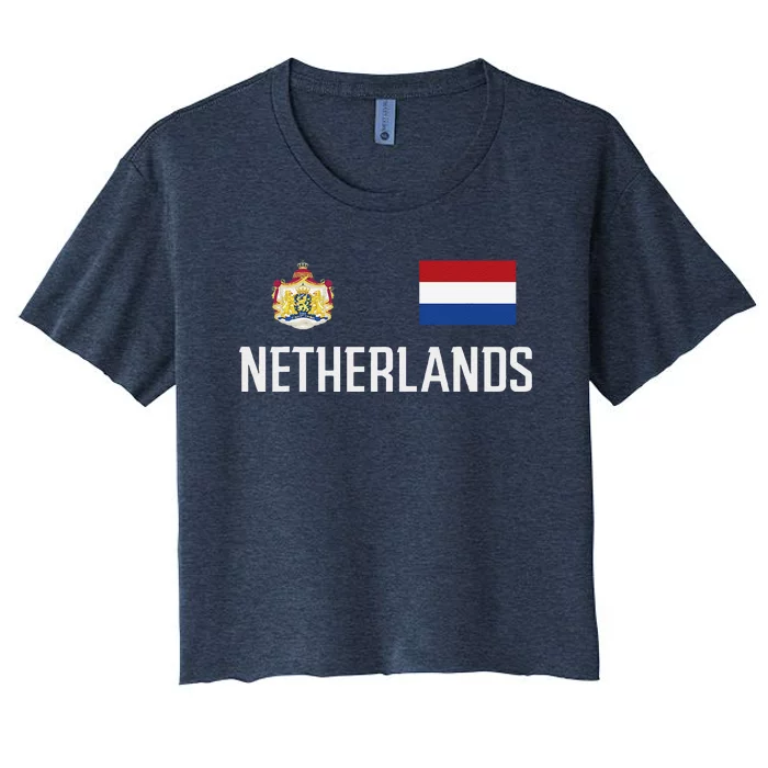 Netherlands Flag Football Soccer Fan Gift Women's Crop Top Tee