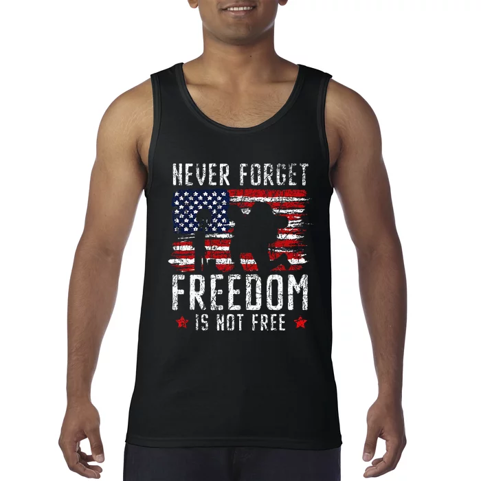 Never Forget Freedom Is Not Free Usa American Memorial Day Tank Top