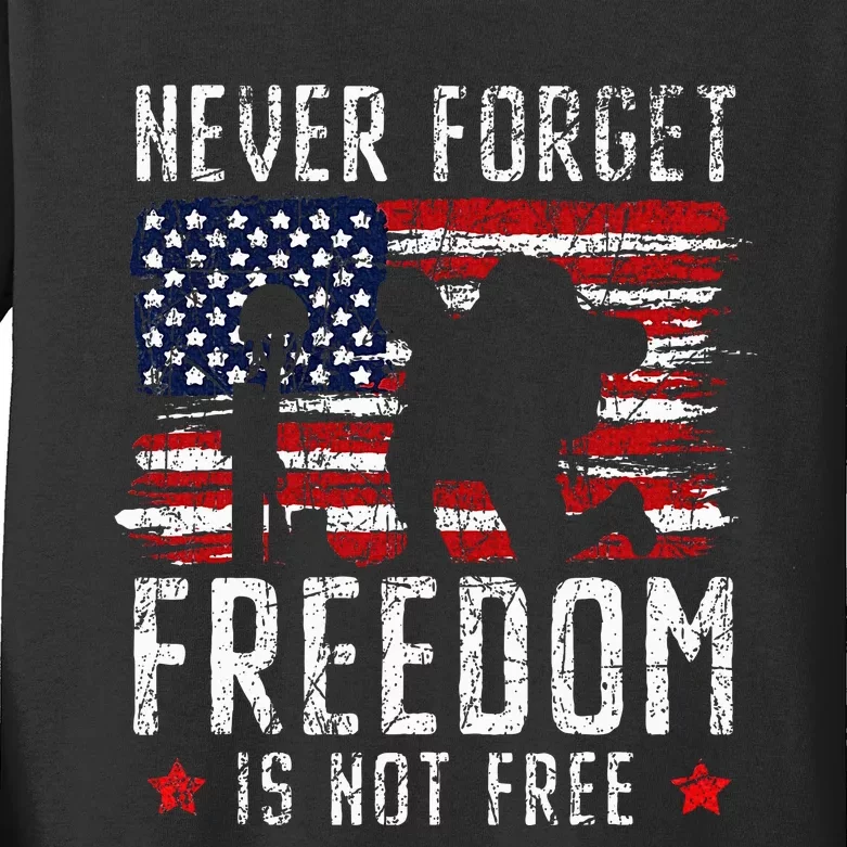 Never Forget Freedom Is Not Free Usa American Memorial Day Kids Long Sleeve Shirt