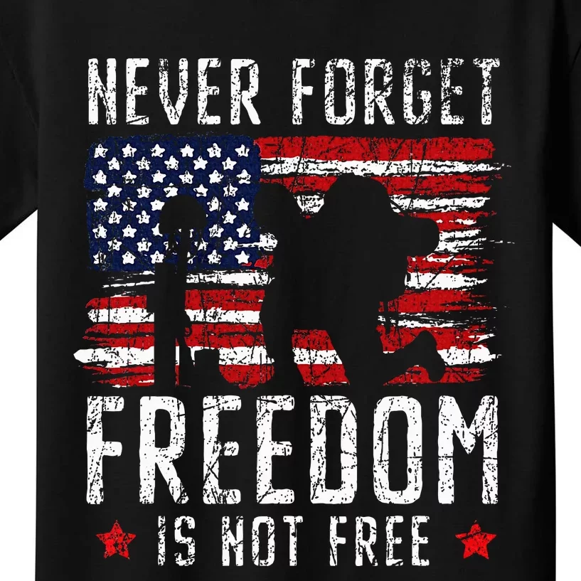 Never Forget Freedom Is Not Free Usa American Memorial Day Kids T-Shirt