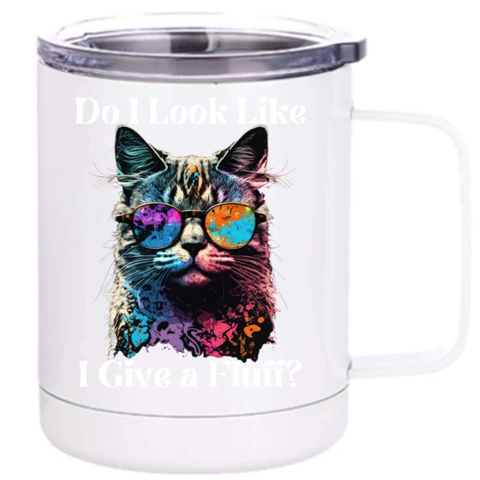 No Fluffs Given Vintage Best Cat Dad Ever Cat Daddy Gift Front & Back 12oz Stainless Steel Tumbler Cup