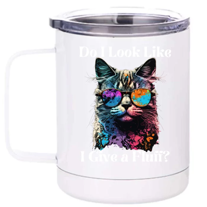 No Fluffs Given Vintage Best Cat Dad Ever Cat Daddy Gift Front & Back 12oz Stainless Steel Tumbler Cup