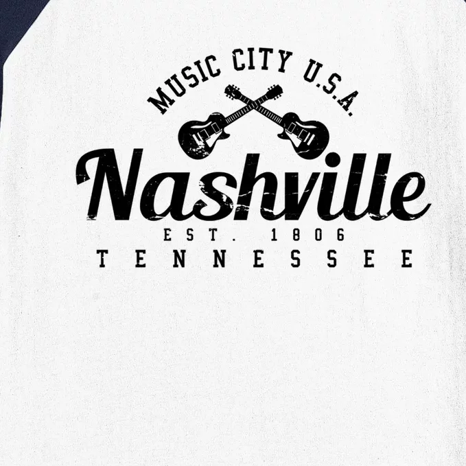 Nashville Funny Gift Gift Country Music City Guitar Gift Baseball Sleeve Shirt