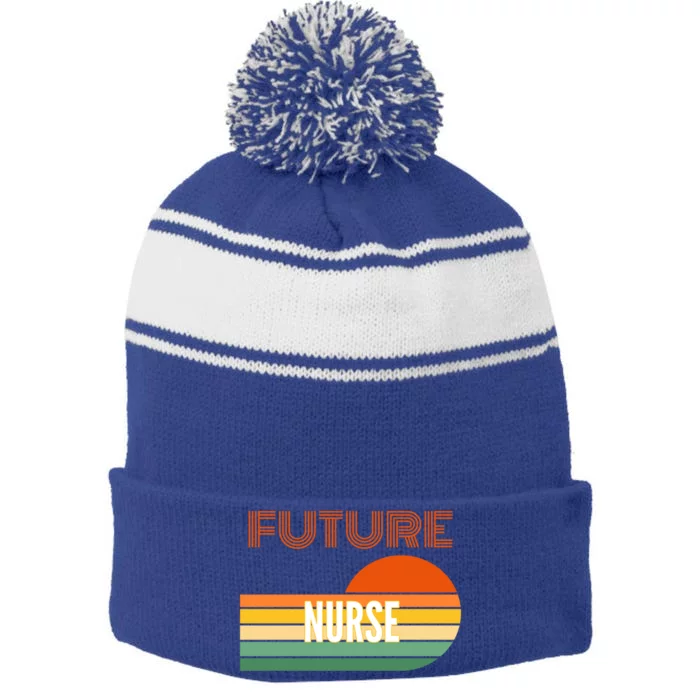 Nurse Funny Gift Future Nurse Funny Gift Stripe Pom Pom Beanie