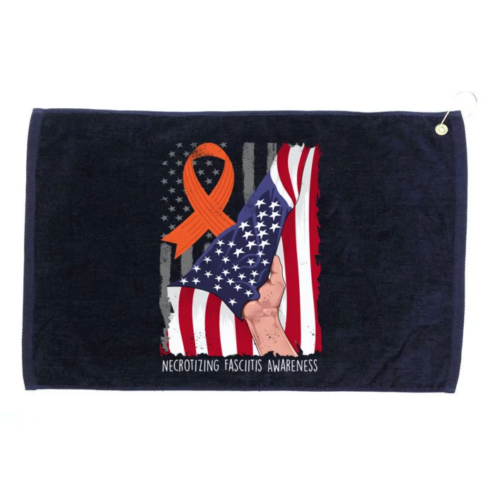 Necrotizing Fasciitis Gift Awareness American Flag Orange Cool Gift Grommeted Golf Towel