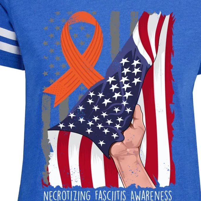 Necrotizing Fasciitis Gift Awareness American Flag Orange Cool Gift Enza Ladies Jersey Football T-Shirt