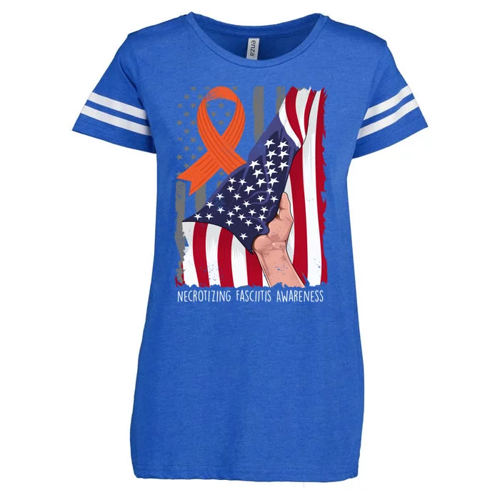 Necrotizing Fasciitis Gift Awareness American Flag Orange Cool Gift Enza Ladies Jersey Football T-Shirt