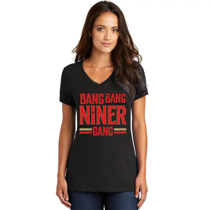 Niner Football Gang Women's V-Neck T-Shirt