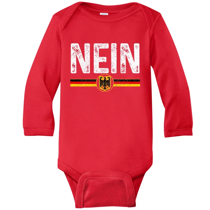 Nein Funny German No Germany Flag Souvenir Oktoberfest Gift Baby Long Sleeve Bodysuit