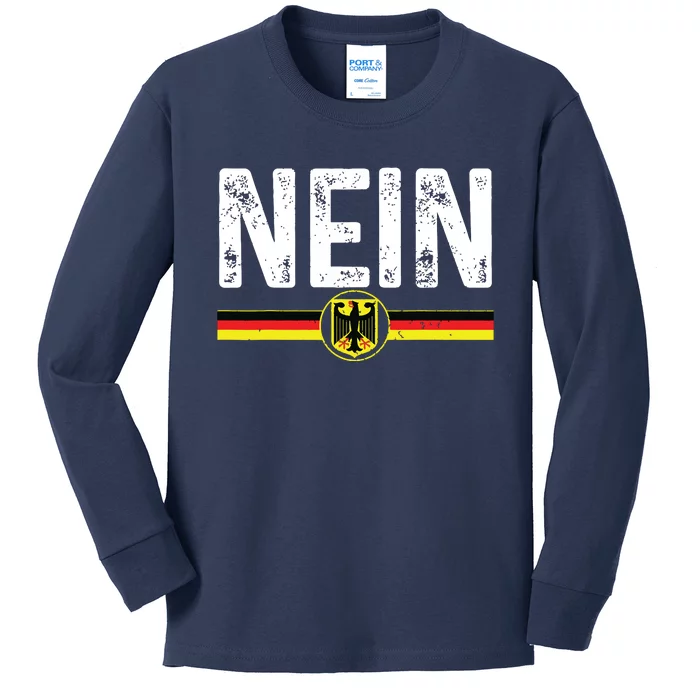 Nein Funny German No Germany Flag Souvenir Oktoberfest Gift Kids Long Sleeve Shirt