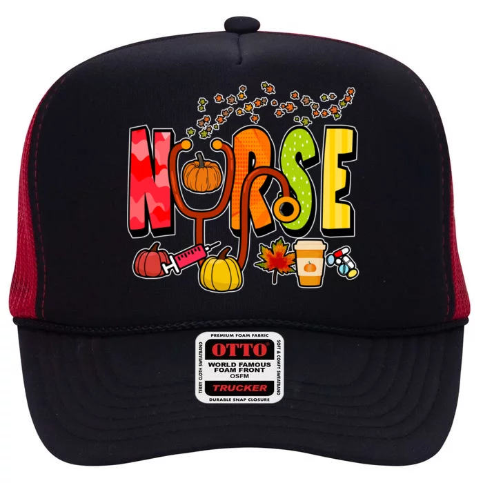 Nurse Fall Holiday High Crown Mesh Trucker Hat