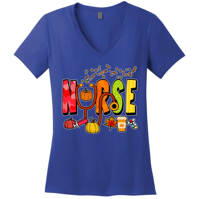 Nurse Fall Holiday Women's V-Neck T-Shirt